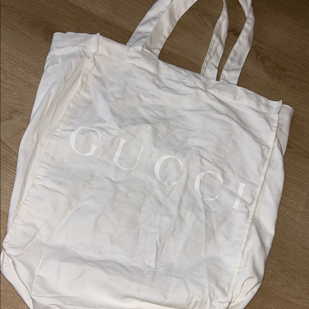 Gucci white cotton tote